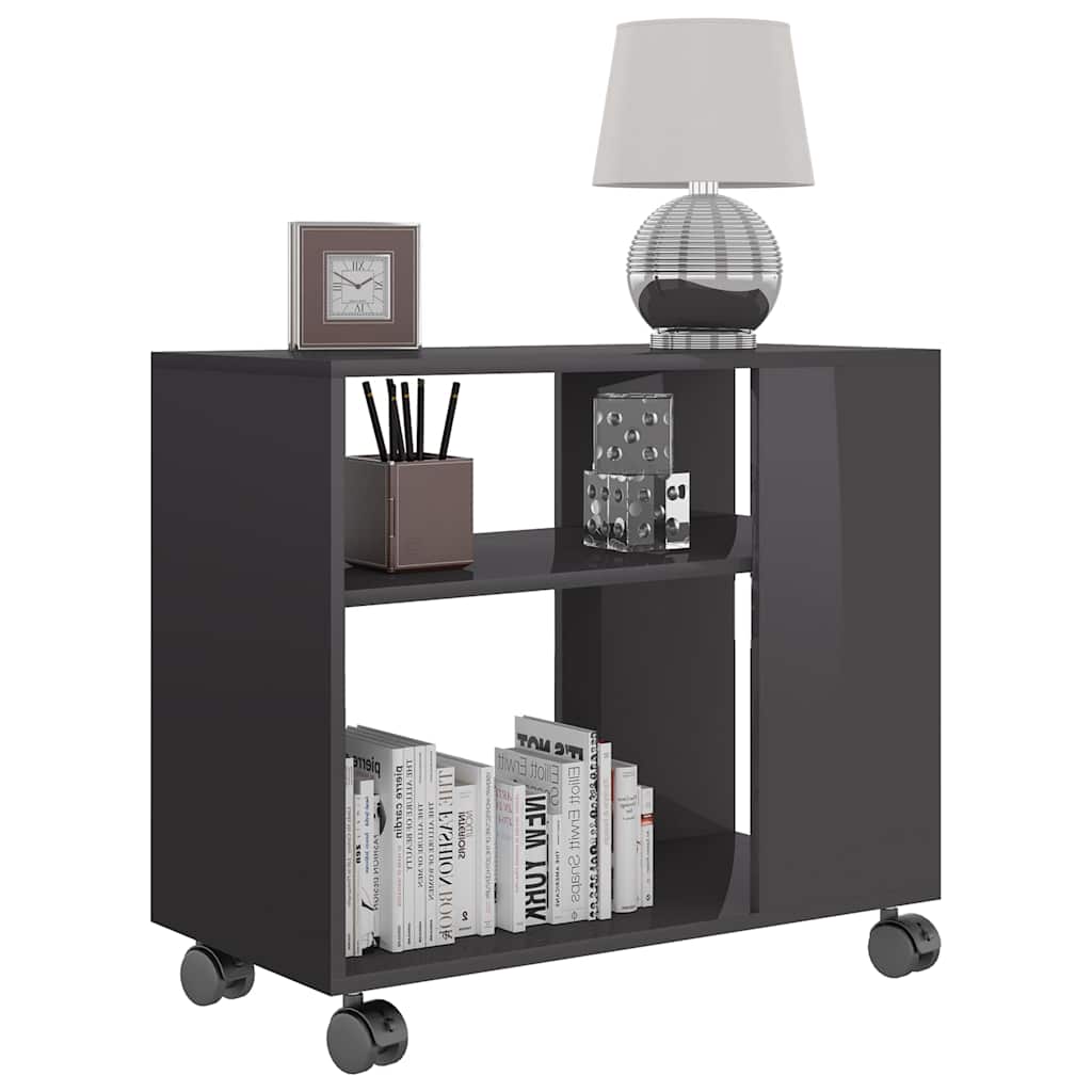 vidaXL Τραπέζι Βοηθητικό Γυαλιστ. Γκρι 70x35x55 εκ. Επεξεργασμένο Ξύλο