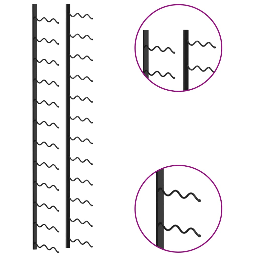 vidaXL Βάση Κρασιών Τοίχου για 24 Φιάλες Μαύρη Σιδερένια