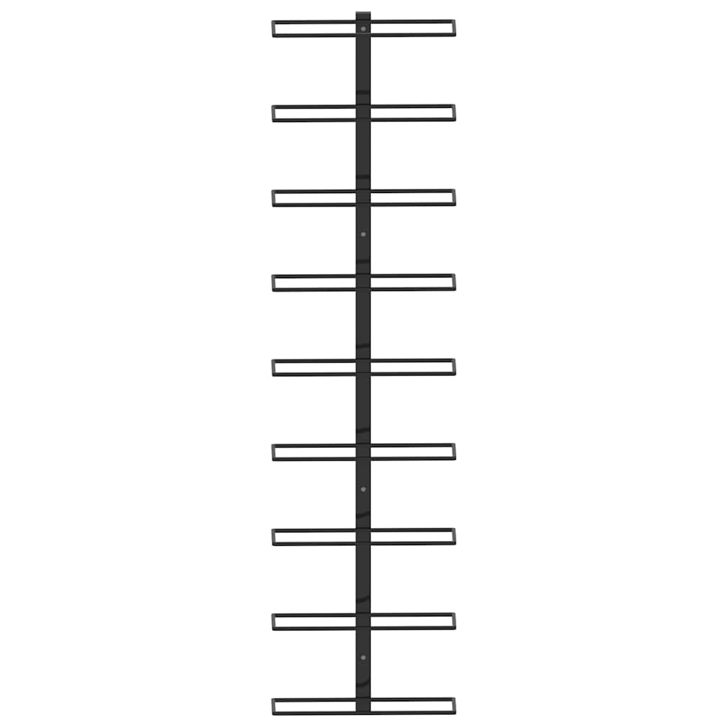 vidaXL Βάση Κρασιών Τοίχου για 9 Φιάλες Μαύρη Σιδερένια