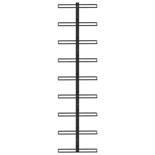 vidaXL Βάση Κρασιών Τοίχου για 9 Φιάλες Μαύρη Σιδερένια