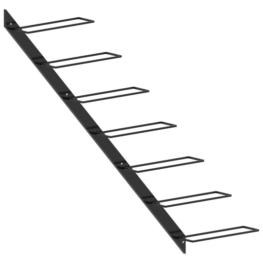 vidaXL Βάση Κρασιών Τοίχου για 7 Φιάλες Μαύρη Μεταλλική