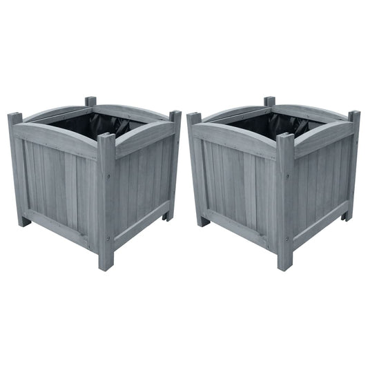 vidaXL Ζαρντινιέρες Υπερυψωμένες 2 τεμ. 30x30x30 εκ. Μασίφ Ξύλο Ελάτης