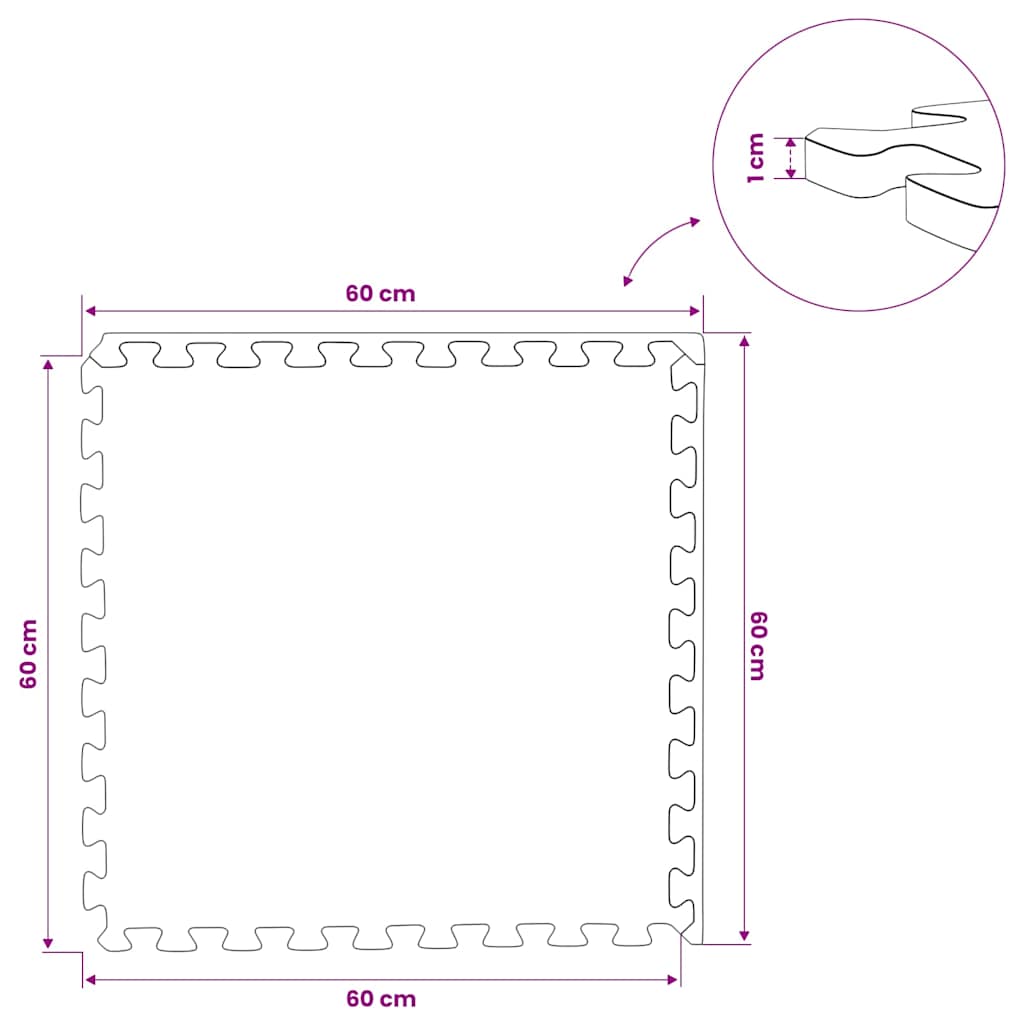 vidaXL Δάπεδα Προστασίας 12 τεμ. Μαύρα 4,32 μ² από Αφρώδες Υλικό EVA