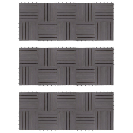vidaXL Πλακάκια Deck 30 τεμ. Γκρι Πατίνα 30x30 εκ. Μασίφ Ξύλο Ακακίας