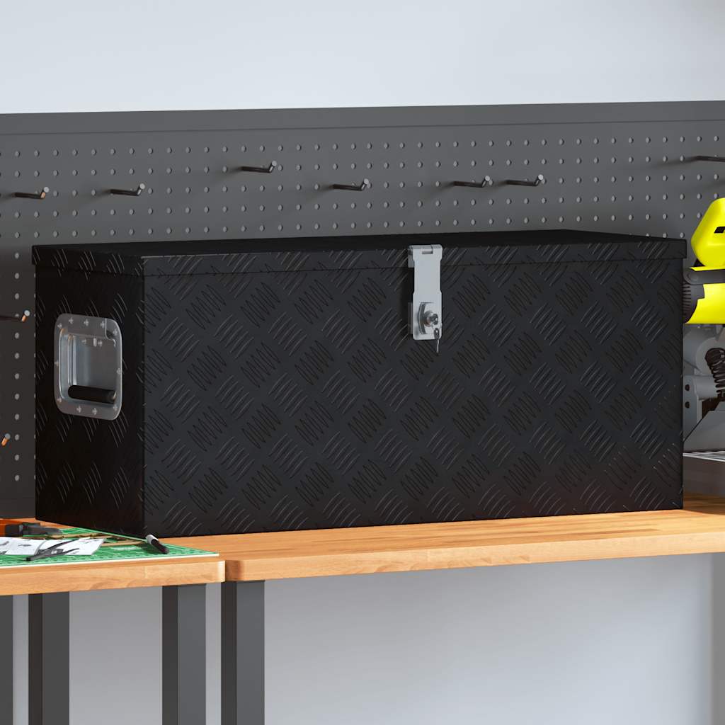 vidaXL Κουτί Αποθήκευσης Μαύρο 80 x 30 x 35 εκ. Αλουμινίου