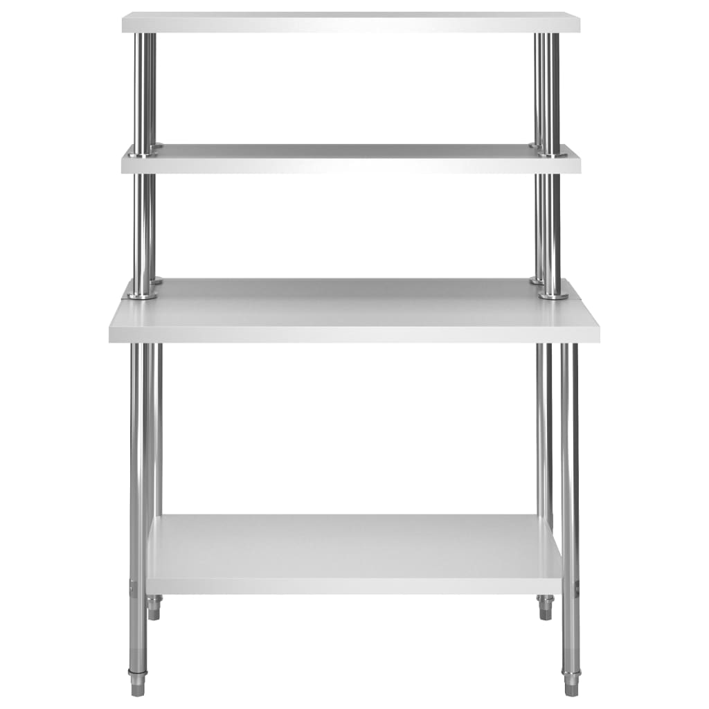 vidaXL Πάγκος Εργασίας Κουζίνας με Ράφια 120x60x150 εκ. Ανοξ. Ατσάλι
