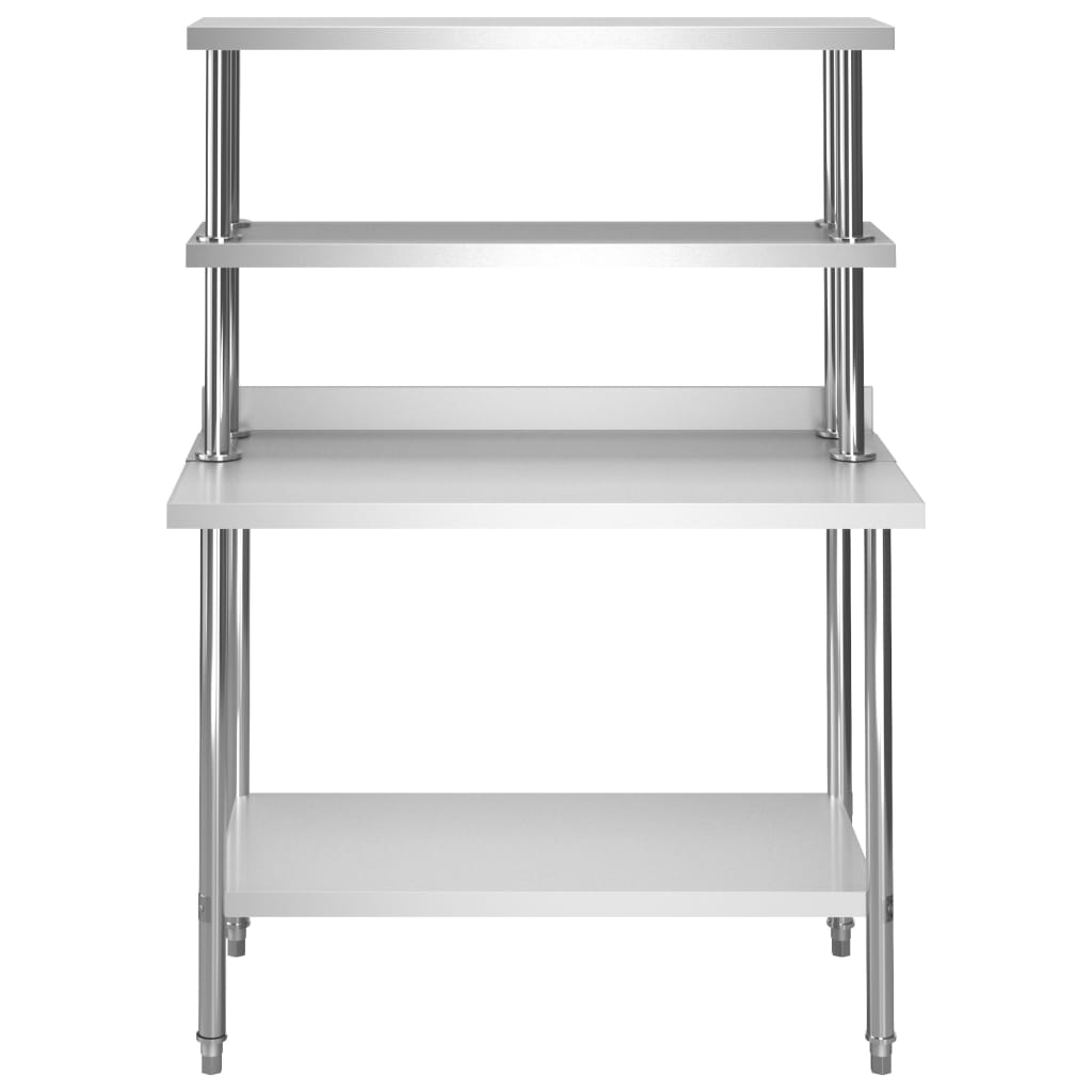 vidaXL Πάγκος Εργασίας Κουζίνας με Ράφια 120x60x150 εκ. Ανοξ. Ατσάλι