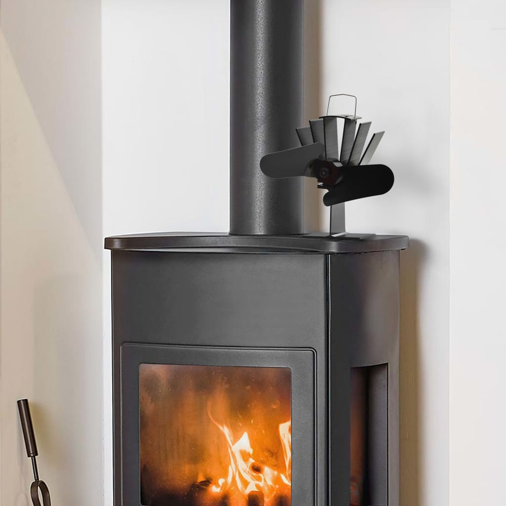 vidaXL Αερόθερμο Σόμπας Μαύρο με 2 Πτερύγια