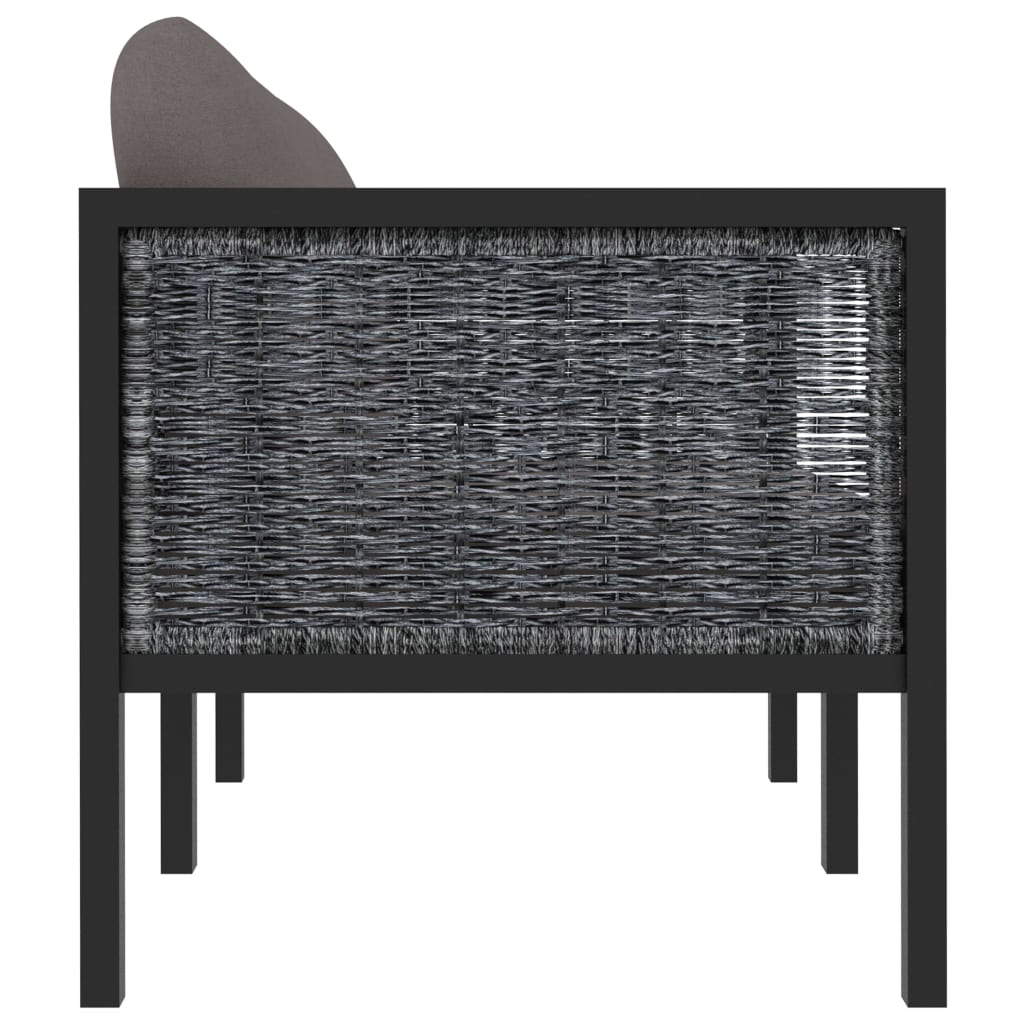 vidaXL Καναπές Διθέσιος Ανθρακί από Συνθετικό Ρατάν με Μαξιλάρια