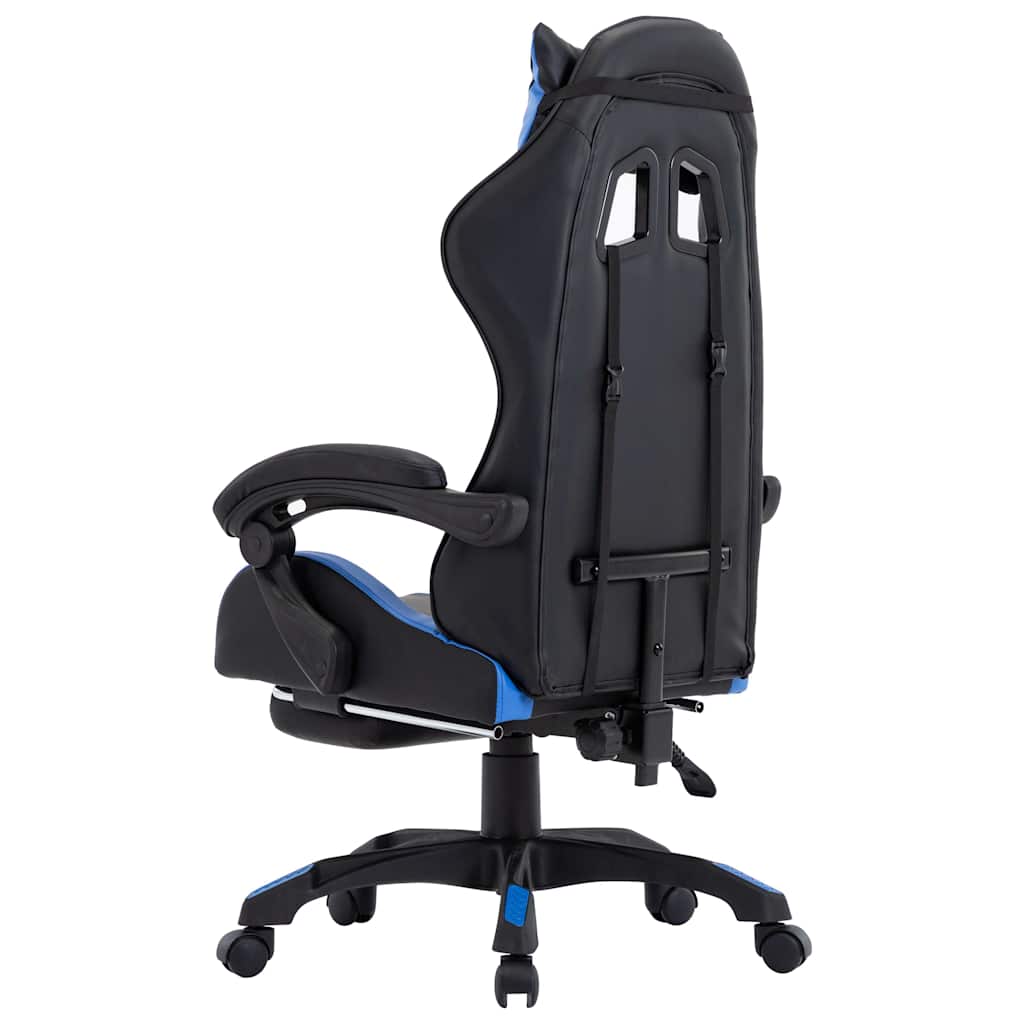 vidaXL Καρέκλα Racing με Υποπόδιο Μπλε/Μαύρη από Συνθετικό Δέρμα