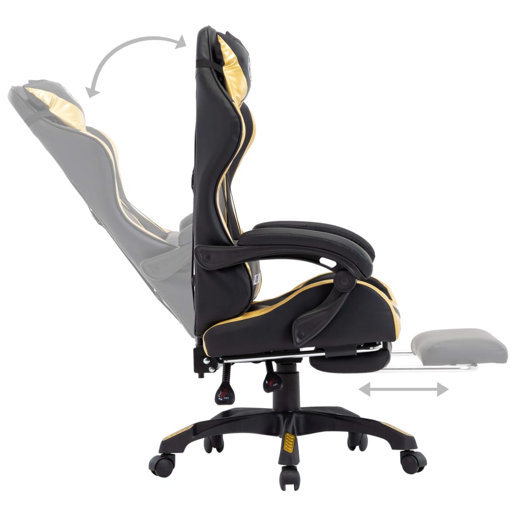vidaXL Καρέκλα Racing με Υποπόδιο Χρυσή/Μαύρη από Συνθετικό Δέρμα