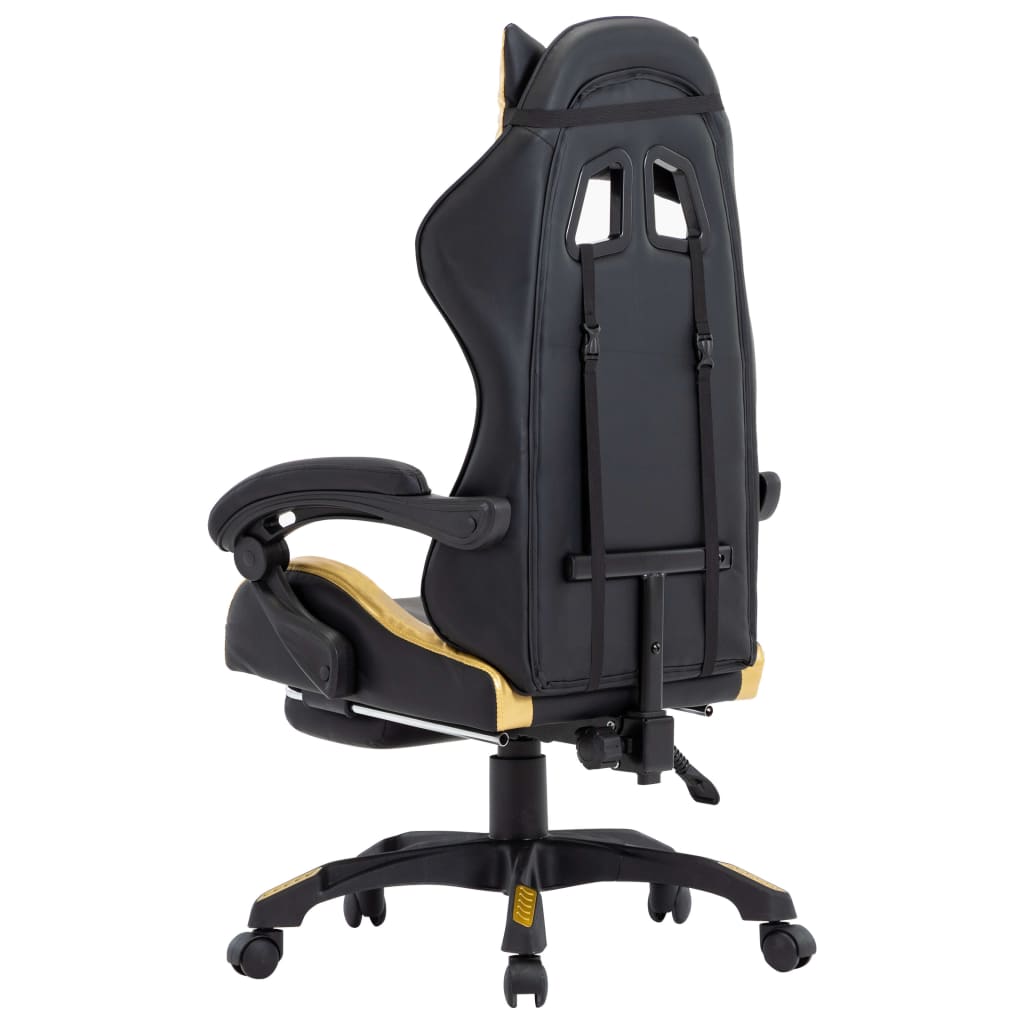 vidaXL Καρέκλα Racing με Υποπόδιο Χρυσή/Μαύρη από Συνθετικό Δέρμα