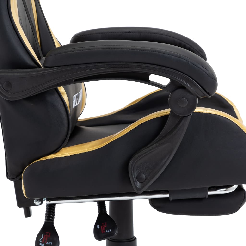 vidaXL Καρέκλα Racing με Υποπόδιο Χρυσή/Μαύρη από Συνθετικό Δέρμα