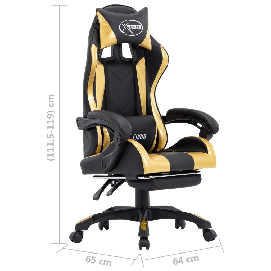 vidaXL Καρέκλα Racing με Υποπόδιο Χρυσή/Μαύρη από Συνθετικό Δέρμα