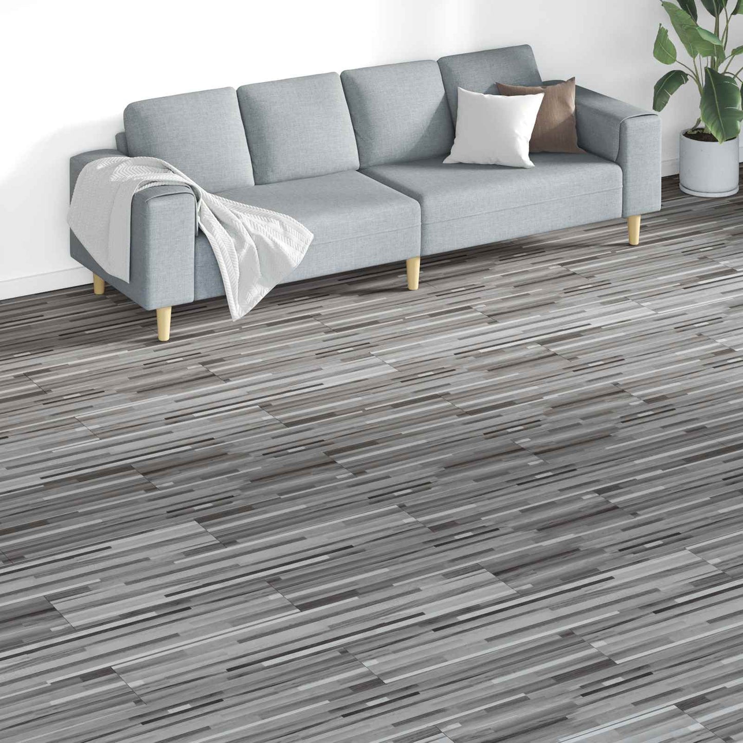 vidaXL Πλάκες Δαπέδου 18 pcs Γκρι 5,26 τ.μ. PVC