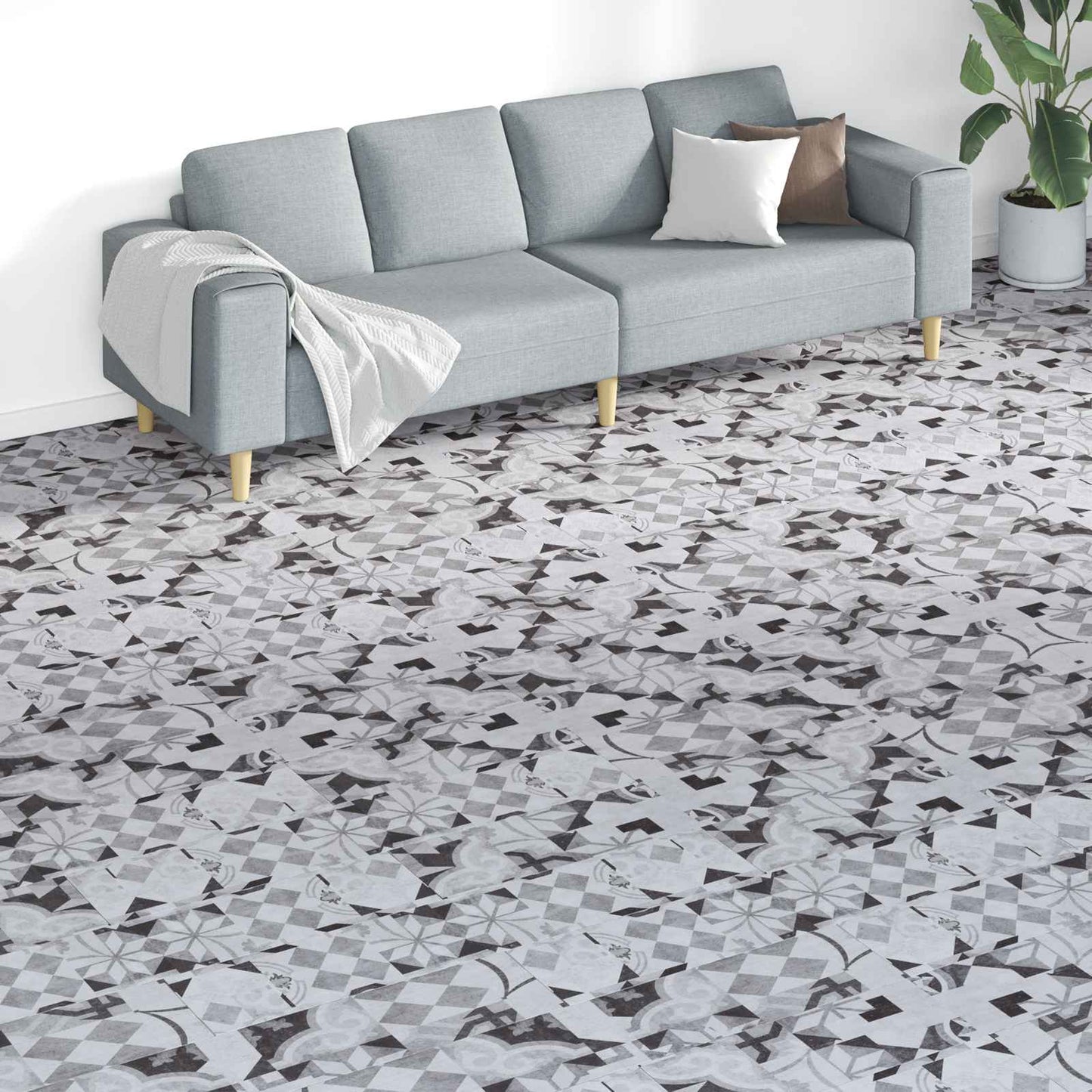 vidaXL Πλάκες Δαπέδου 18 pcs Γκρι 5,26 τ.μ. PVC