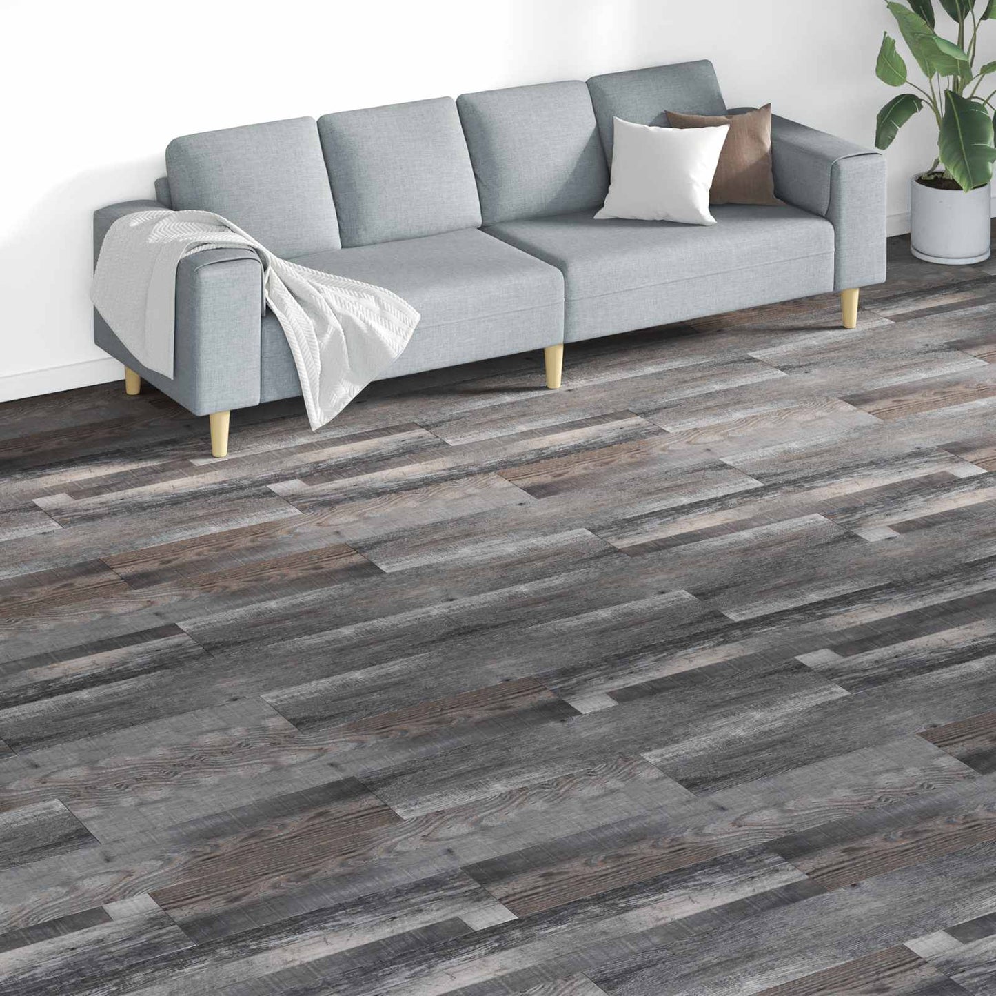 vidaXL Πλάκες Δαπέδου 18 pcs Γκρι 5,26 τ.μ. PVC