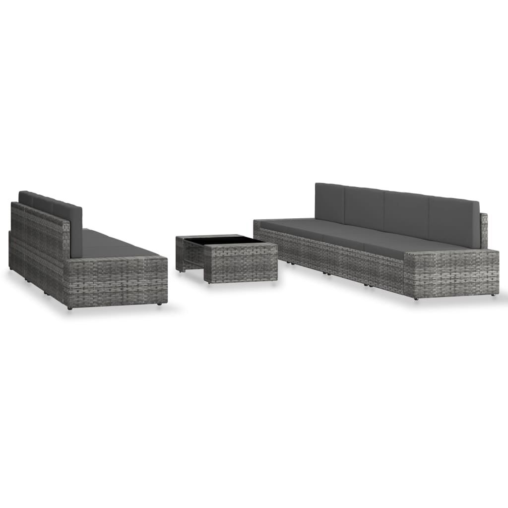 vidaXL Σαλόνι Κήπου 8 Τεμαχίων Γκρι από Συνθετικό Ρατάν
