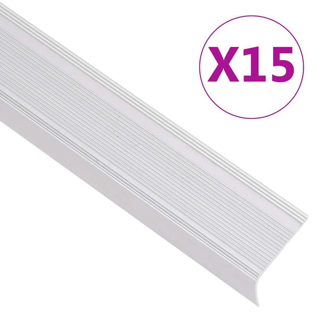 vidaXL Προφίλ για Σκαλοπάτια Σχήμα Γ 15 τεμ. Ασημί 100 εκ. Αλουμινίου