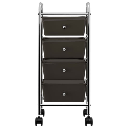 vidaXL Τρόλεϊ με 4 Συρτάρια Φορητό Μαύρο Πλαστικό