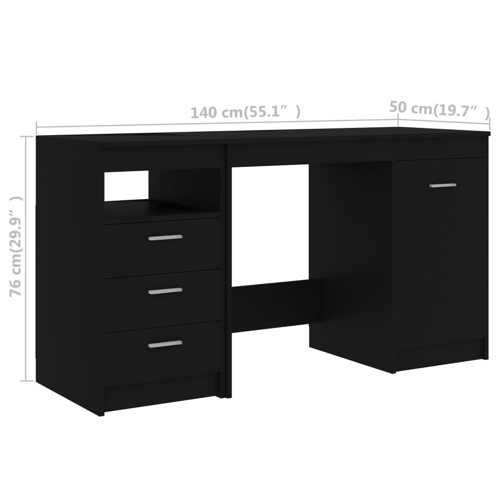 vidaXL Γραφείο Μαύρο 140 x 50 x 76 εκ. από Επεξ. Ξύλο
