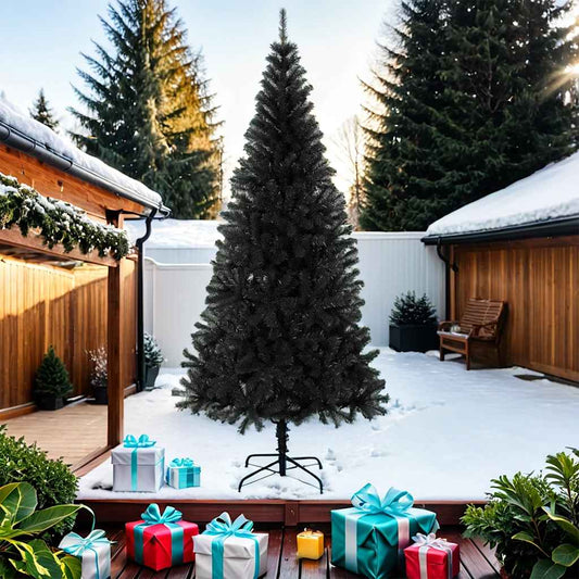 vidaXL Χριστουγεννιάτικο Δέντρο Τεχνητό Με Βάση Μαύρο 210 εκ. PVC