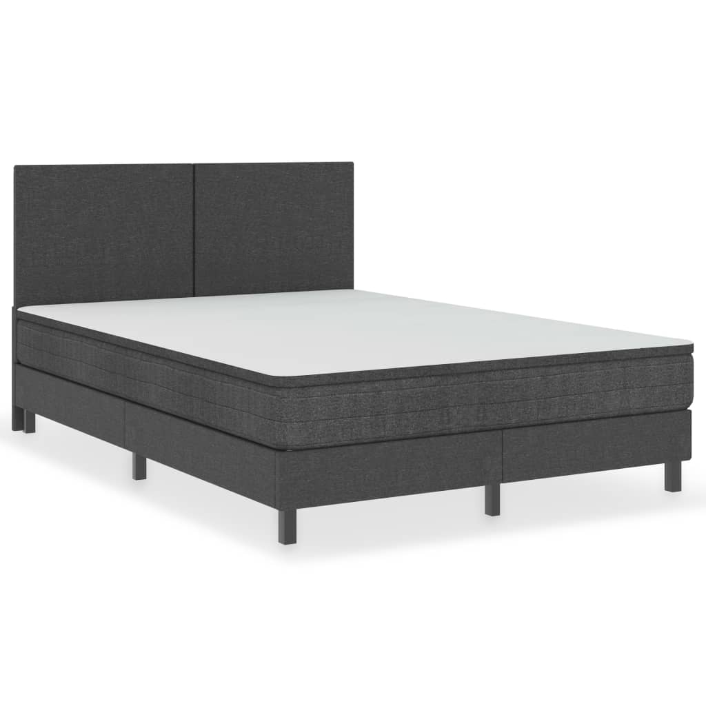 vidaXL Κρεβάτι Boxspring Σκούρο Γκρι 140 x 200 εκ. Υφασμάτινο