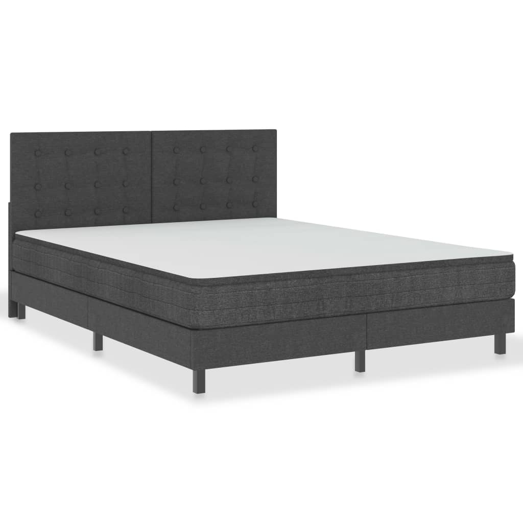 vidaXL Κρεβάτι Boxspring Σκούρο Γκρι 180 x 200 εκ. Υφασμάτινο