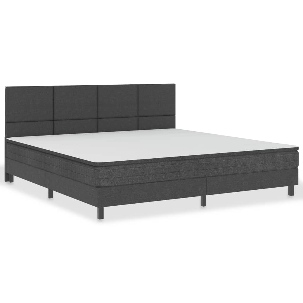 vidaXL Κρεβάτι Boxspring Σκούρο Γκρι 200 x 200 εκ. Υφασμάτινο