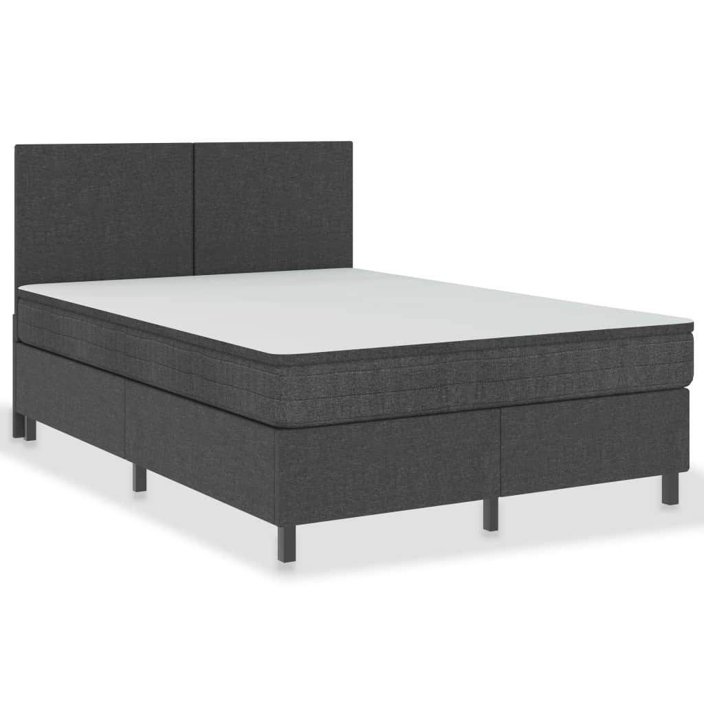 vidaXL Κρεβάτι Boxspring Σκούρο Γκρι 140 x 200 εκ. Υφασμάτινο