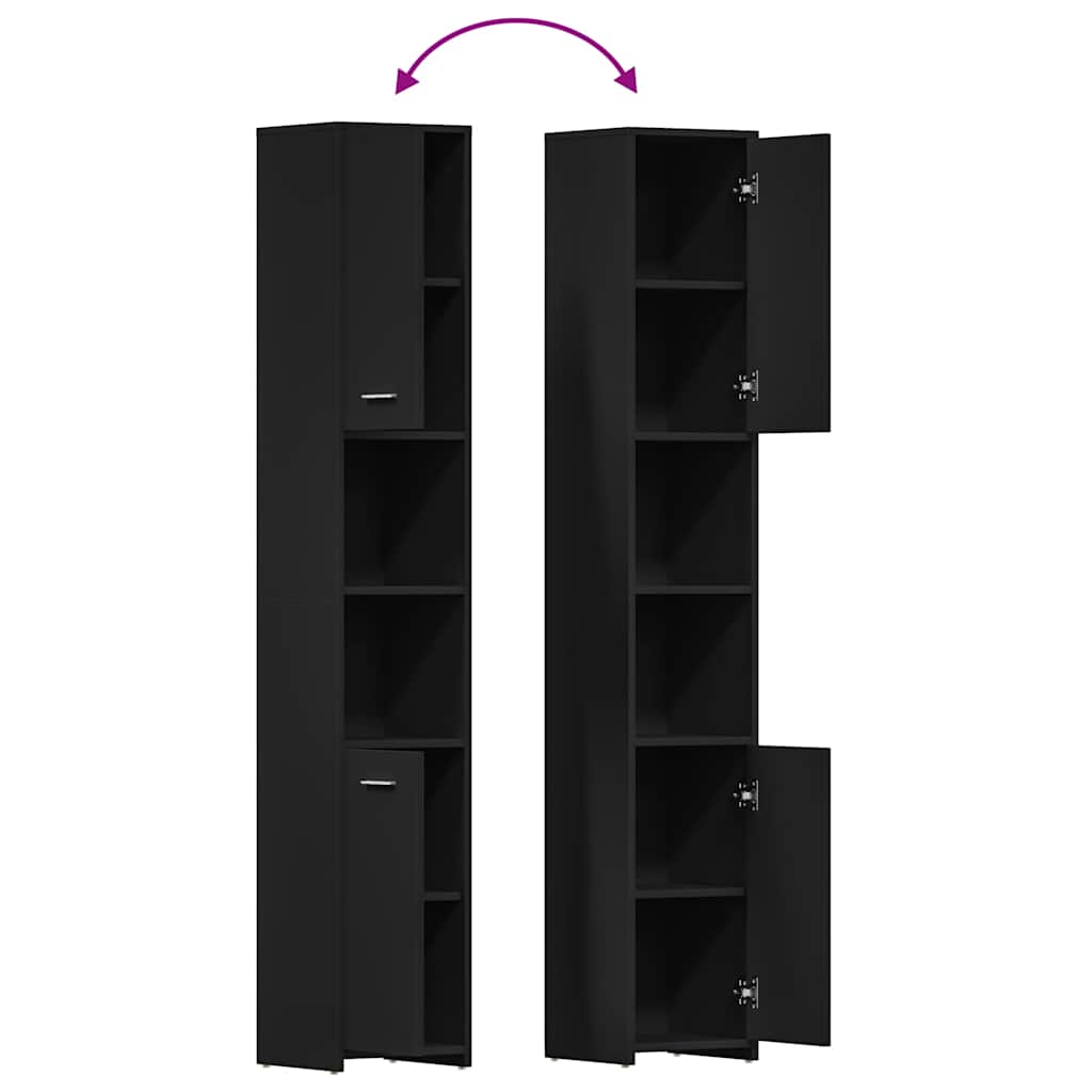 vidaXL Στήλη Μπάνιου Μαύρη 30 x 30 x 183,5 εκ. από Επεξεργασμένο Ξύλο