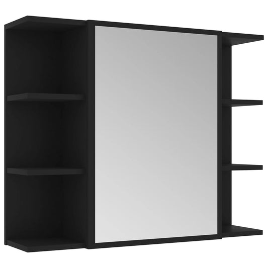 vidaXL Καθρέφτης Μπάνιου με Ντουλάπι Μαύρος 80x20,5x64 εκ. Επεξ. Ξύλο