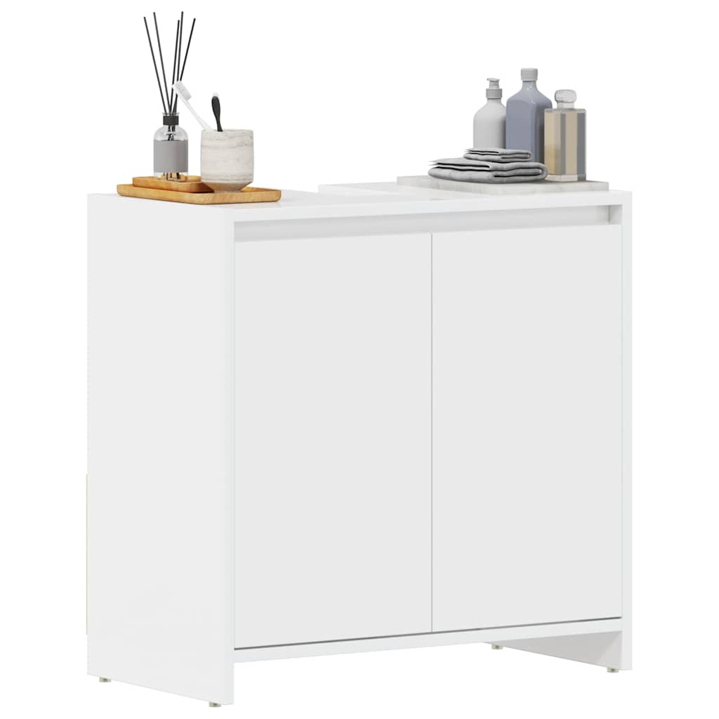 vidaXL Ντουλάπι Νιπτήρα Γυαλιστερό Λευκό 60 x 33 x 61 εκ. Επεξ. Ξύλο