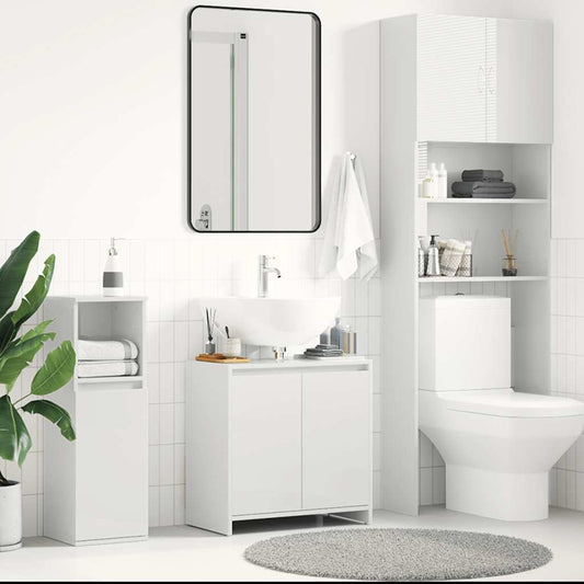 vidaXL Ντουλάπι Νιπτήρα Γυαλιστερό Λευκό 60 x 33 x 61 εκ. Επεξ. Ξύλο