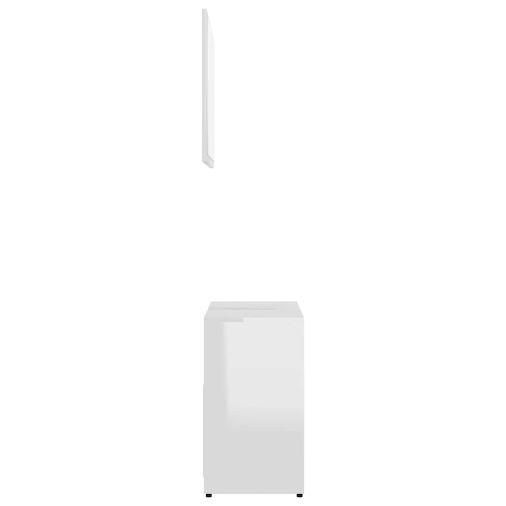 vidaXL Σετ Επίπλων Μπάνιου Γυαλιστερό λευκό από Επεξεργασμένο Ξύλο