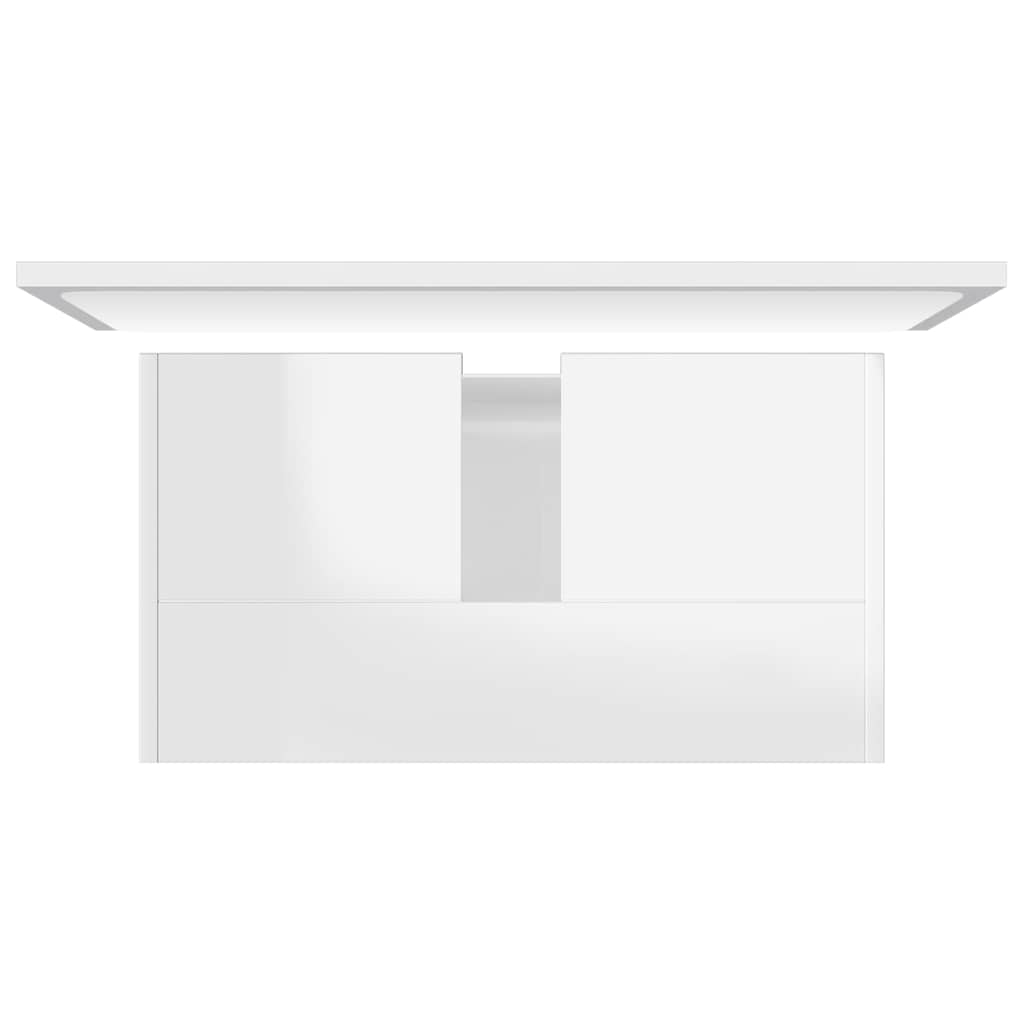 vidaXL Σετ Επίπλων Μπάνιου Γυαλιστερό λευκό από Επεξεργασμένο Ξύλο