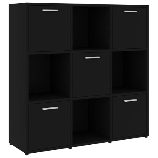 vidaXL Βιβλιοθήκη Μαύρη 90 x 30 x 90 εκ. από Επεξ. Ξύλο