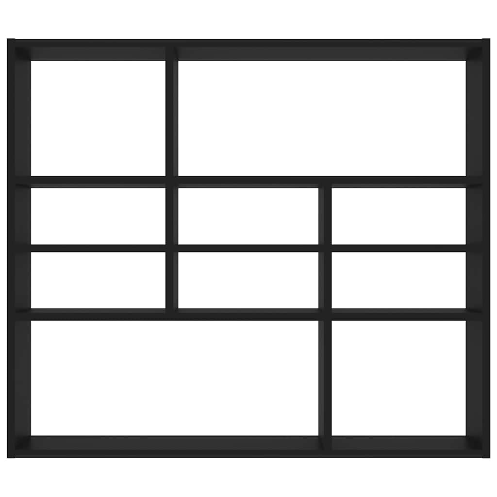 vidaXL Ραφιέρα Τοίχου Μαύρη 90 x 16 x 78 εκ. από Επεξεργασμένο Ξύλο
