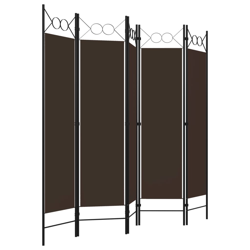 vidaXL Διαχωριστικό Δωματίου με 5 Πάνελ Καφέ 200 x 180 εκ.