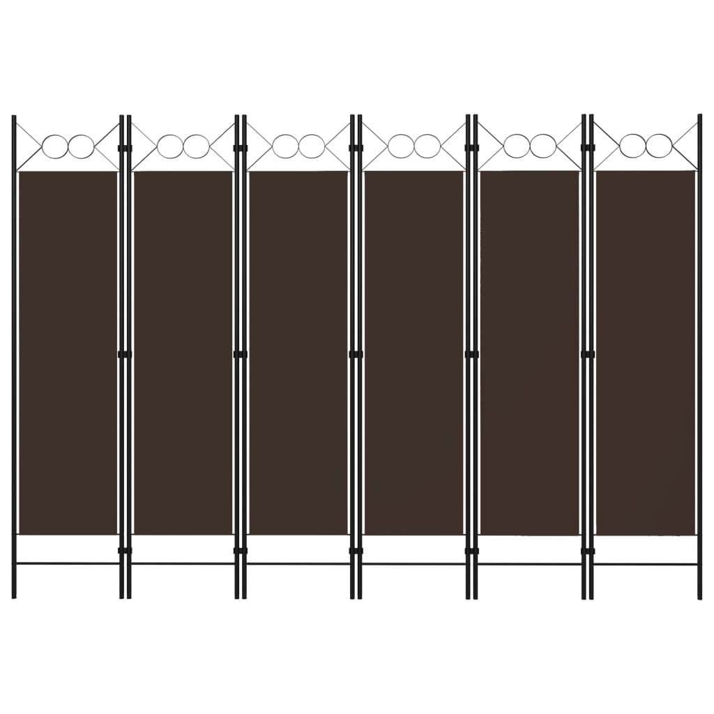 vidaXL Διαχωριστικό Δωματίου με 6 Πάνελ Καφέ 240 x 180 εκ.