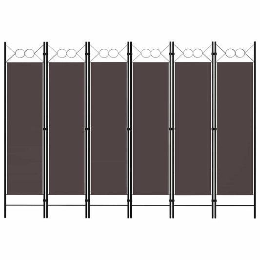 vidaXL Διαχωριστικό Δωματίου με 6 Πάνελ Καφέ 240 x 180 εκ.
