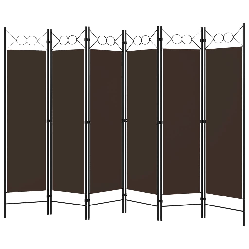 vidaXL Διαχωριστικό Δωματίου με 6 Πάνελ Καφέ 240 x 180 εκ.