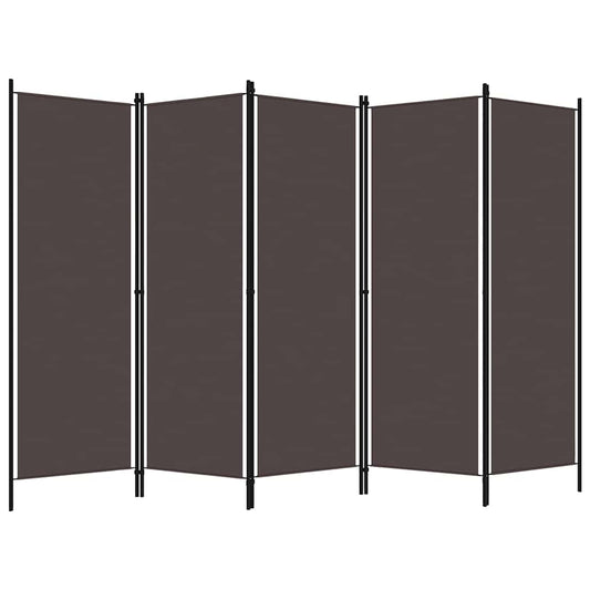 vidaXL Διαχωριστικό Δωματίου με 5 Πάνελ Καφέ 250 x 180 εκ.