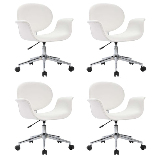 vidaXL Καρέκλες Τραπεζαρίας Περιστρεφόμενες 4 τεμ. Λευκές Δερματίνη