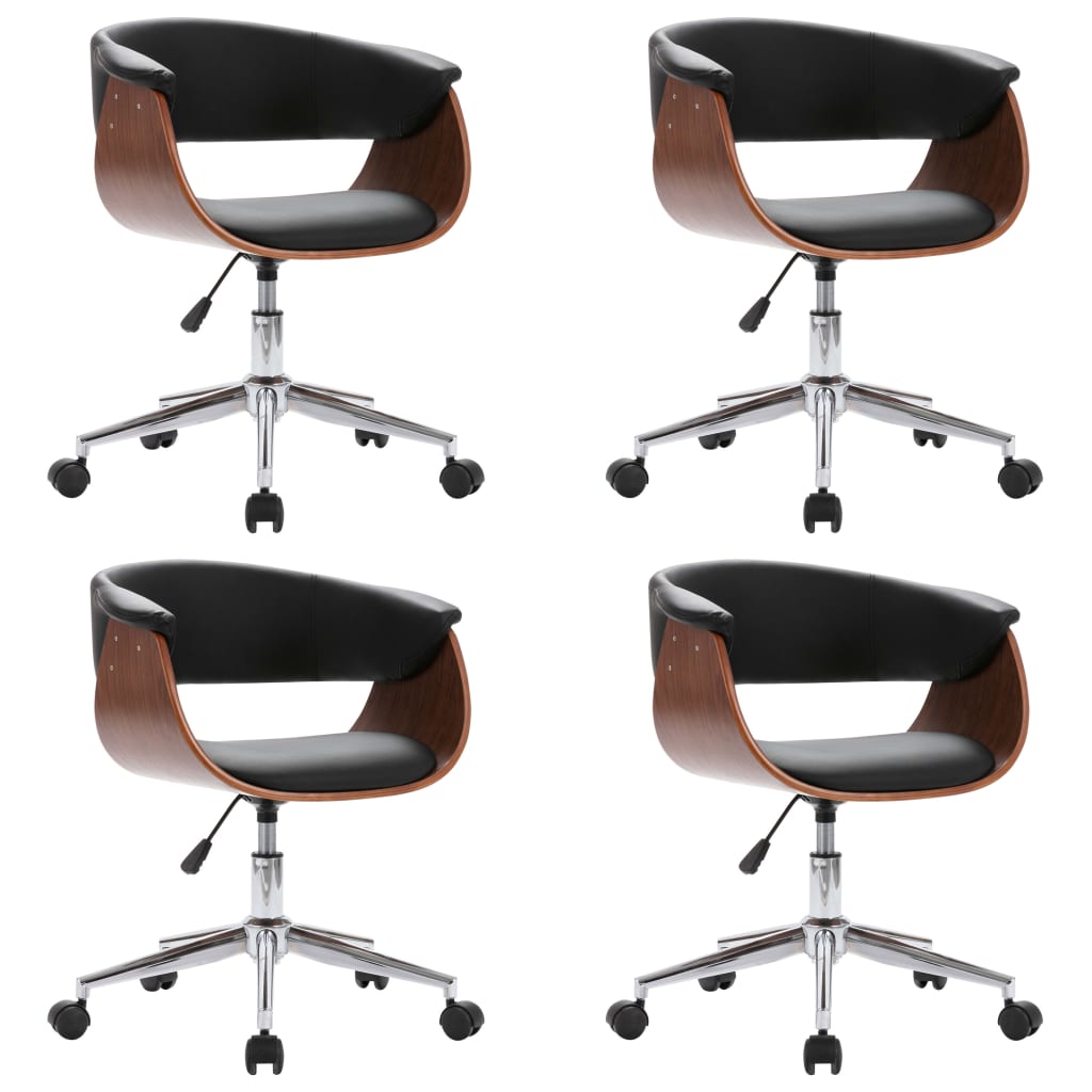 vidaXL Καρέκλες Τραπεζαρίας Περιστρεφόμενες 4 τεμ. Μαύρες Δερματίνη