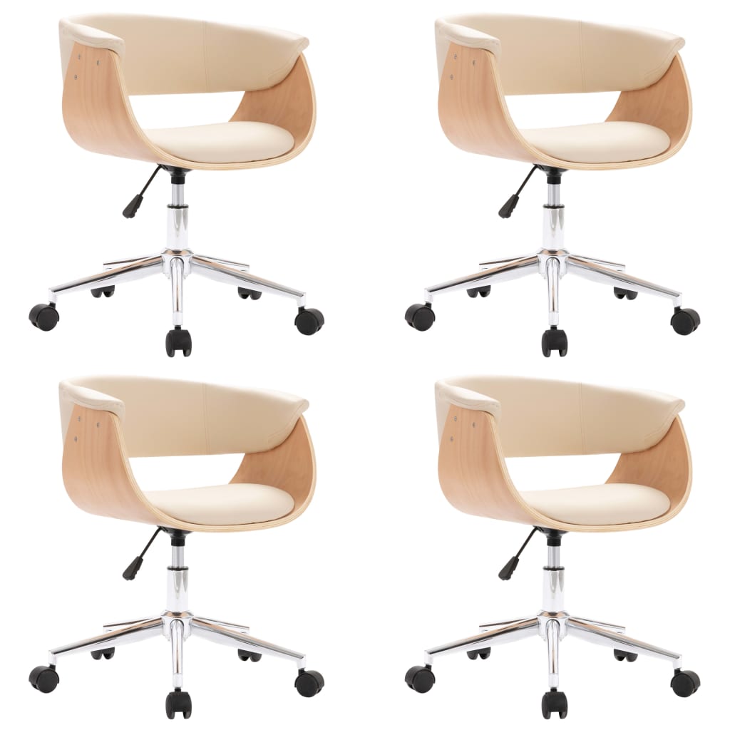 vidaXL Καρέκλες Τραπεζαρίας Περιστρεφόμενες 4 τεμ Κρεμ Συνθετικό Δέρμα