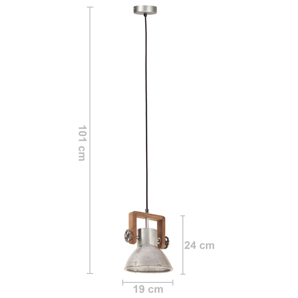 vidaXL Φωτιστικό Κρεμαστό Industrial Στρογγυλό 25 W Ασημί 19 εκ. Ε27
