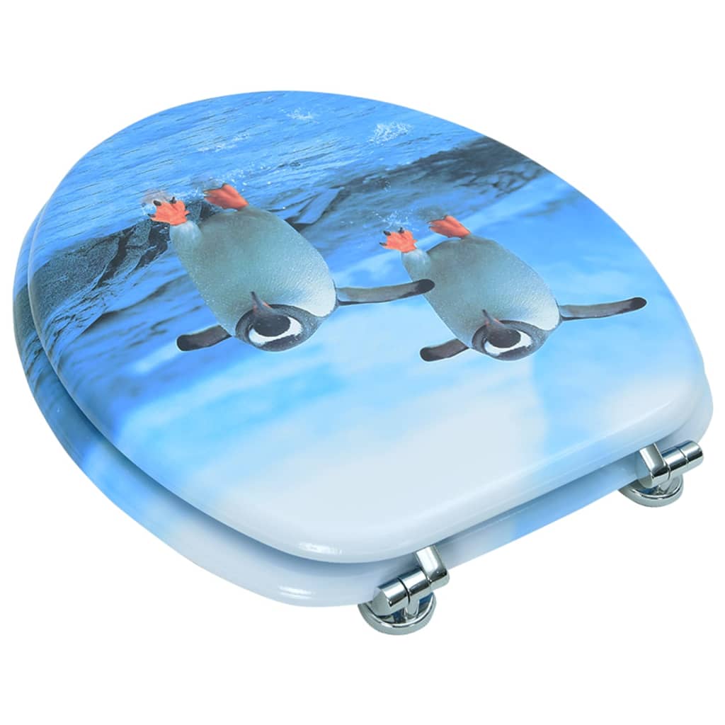 vidaXL Κάλυμμα Λεκάνης με Καπάκι Σχέδιο Πιγκουίνοι από MDF