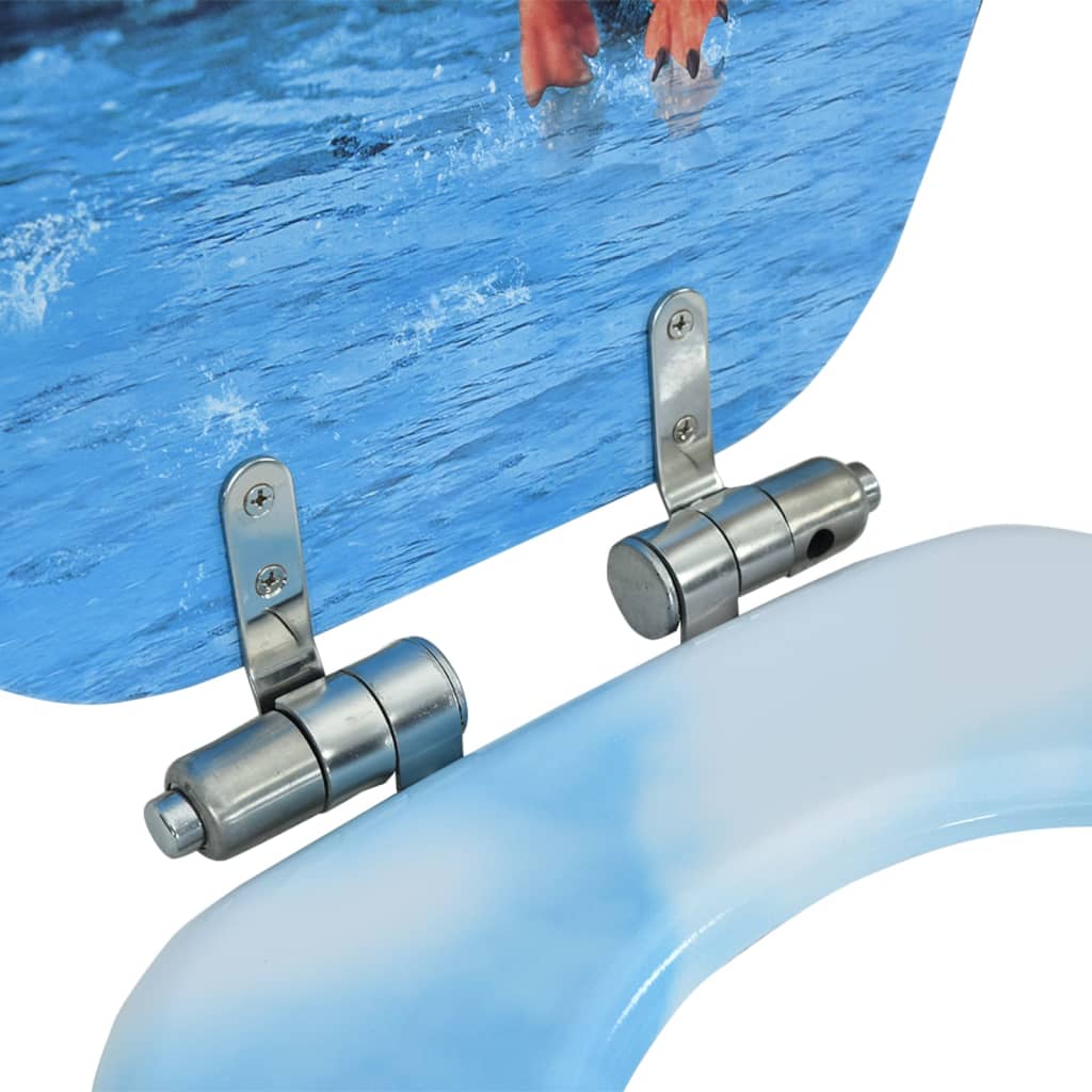 vidaXL Κάλυμμα Λεκάνης με Καπάκι Soft Close Σχέδιο Πιγκουίνοι από MDF