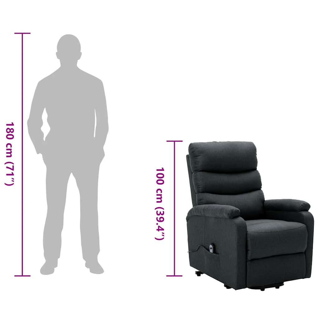 vidaXL Πολυθρόνα με Ανύψωση Σκούρο Γκρι Υφασμάτινη